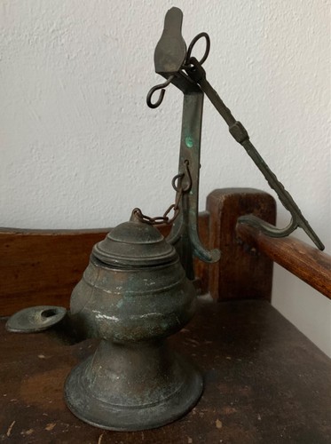 Antica lampada olio - antica, in