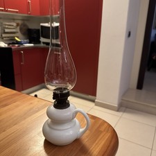 Antica Lampada Ad Olio Vetro e