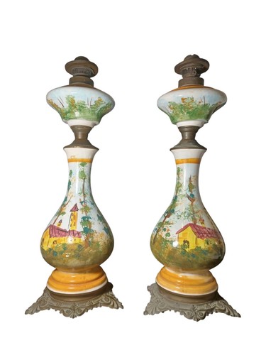 Coppia lampade olio dipinte - lampade, ad